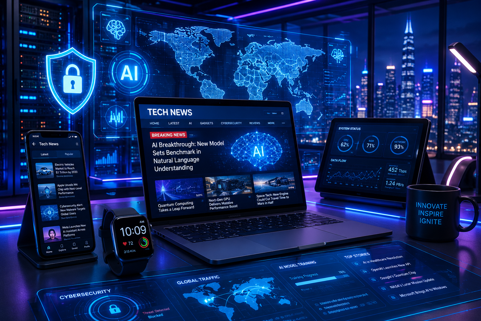 Tech News featuring the latest technology updates, artificial intelligence, smartphones, cybersecurity, cloud computing, gadgets, robotics, software, and digital innovation in 2026
