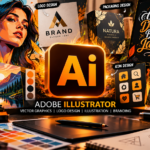 Adobe Illustrator workspace featuring vector illustration, logo design, typography, branding, and graphic design tools